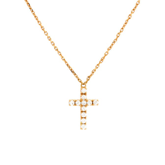 Cartier Cross Pendant Necklace 18K Rose Gold with Diamonds