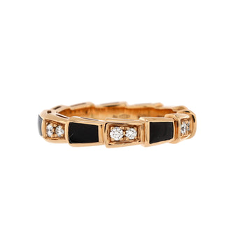Bvlgari Serpenti Viper Ring 18K Rose Gold with Onyx and Diamonds