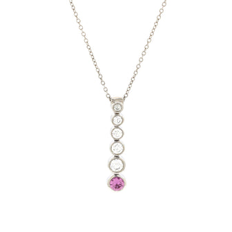 Tiffany & Co. Jazz Graduated Drop Pendant Necklace Platinum with Diamonds and Pink Sapphire
