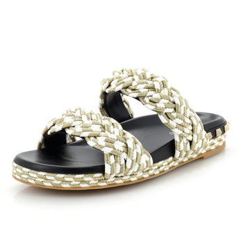 Valentino Garavani Women's Rockstud Slide Sandals Rope with Leather