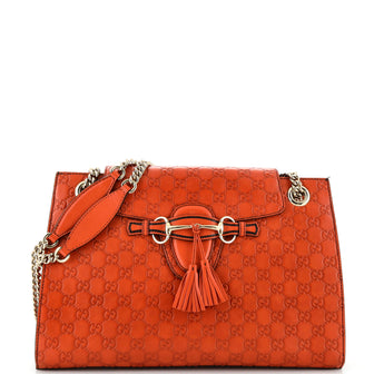 Gucci Emily Chain Flap Shoulder Bag Guccissima Leather Large