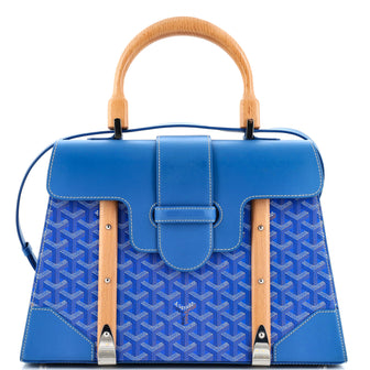 Goyard Saigon Top Handle Bag Coated Canvas with Leather MM