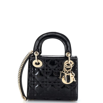 Christian Dior Lady Dior Chain Bag Cannage Quilt Patent Mini