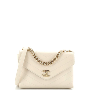 Chanel Coco Chevron Flap Bag Stitched Calfskin Small