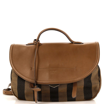 Fendi Convertible Messenger Bag Pequin Canvas and Leather