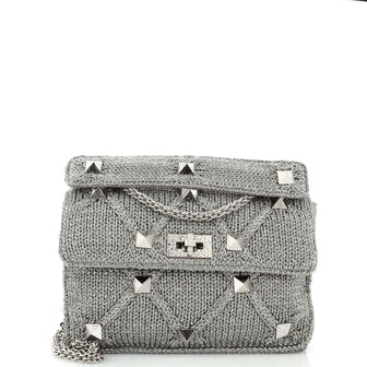 Valentino Garavani Roman Stud Flap Bag Quilted Knit Large