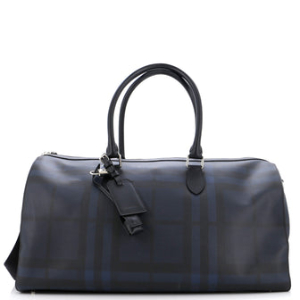 Burberry Convertible Weekend Duffle Bag Smoked Check Coated Canvas Large
