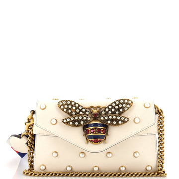 Gucci Animalier Broadway Bow Flap Bag Embellished Leather Mini