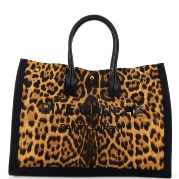 Saint Laurent Rive Gauche Shopper Tote Printed Canvas Large