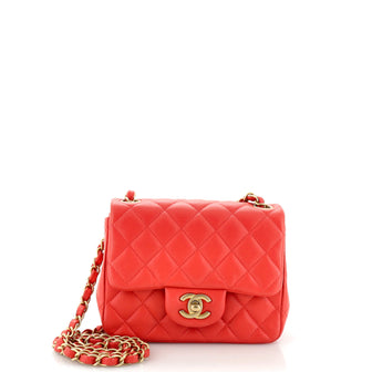 Chanel Square Classic Single Flap Bag Quilted Lambskin Mini