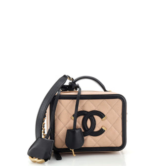 Chanel Filigree Vanity Case Quilted Caviar Small