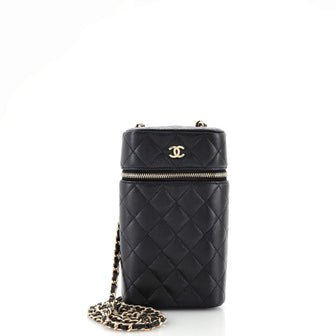 Chanel Classic Vanity Phone Holder with Chain Quilted Caviar