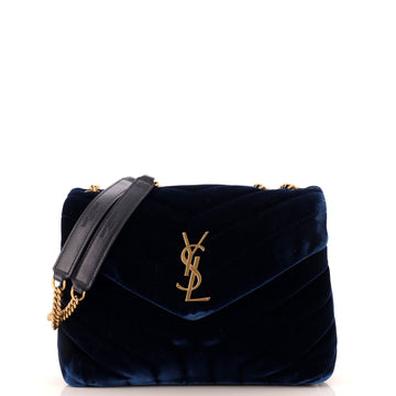 Saint Laurent Loulou Shoulder Bag Matelasse Chevron Velvet Small