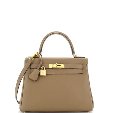 Hermes Kelly Handbag Brown Evercolor with Gold Hardware 28