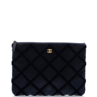 Chanel O Case Clutch 3D Quilted Velvet Medium
