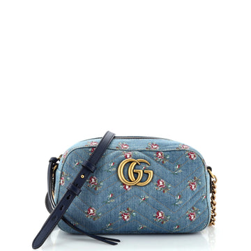Gucci GG Marmont Shoulder Bag Printed Matelasse Denim Small