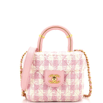Chanel Crush Top Handle Flap Bag Quilted Tweed Mini