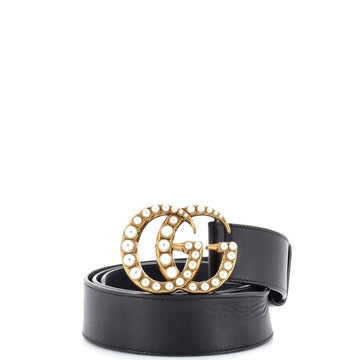 Gucci Pearly GG Marmont Belt Leather Wide