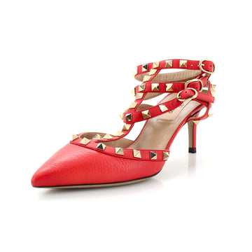 Valentino Garavani Women's Rockstud Caged Ankle Strap Pumps Leather 65