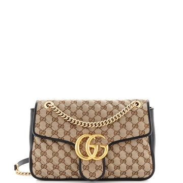 Gucci GG Marmont Flap Bag Diagonal Quilted GG Canvas Medium