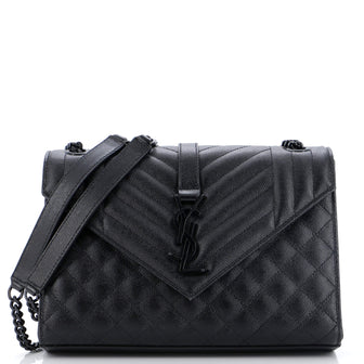 Saint Laurent Classic Monogram Envelope Satchel Mixed Matelasse Leather Medium