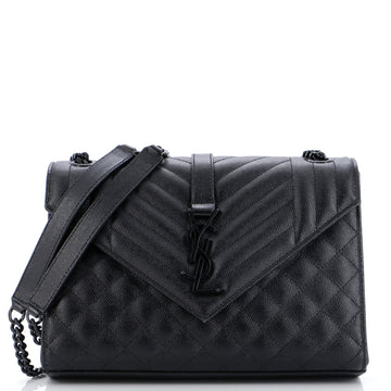Saint Laurent Classic Monogram Envelope Satchel Mixed Matelasse Leather Medium