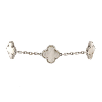 Van Cleef & Arpels Vintage Alhambra 5 Motifs Bracelet 18K White Gold and Mother of Pearl