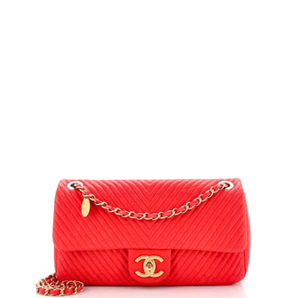 Chanel Medallion Charm Flap Bag Chevron Wrinkled Lambskin Medium