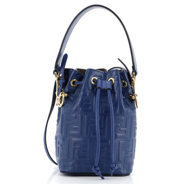 Fendi Mon Tresor Bucket Bag Zucca Embossed Leather Mini