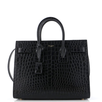 Saint Laurent Sac de Jour NM Bag Crocodile Embossed Leather Small