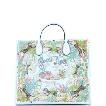 Gucci Gucci Tiger Convertible Open Tote Printed Leather Medium