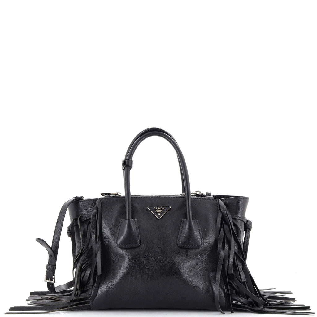 Prada Fringed Twin Pocket Tote Glace Calf Small 278997