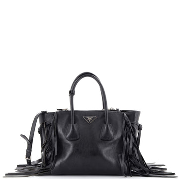 Prada Fringed Twin Pocket Tote Glace Calf Small