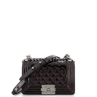 Chanel Boy Flap Bag Quilted Patent Small