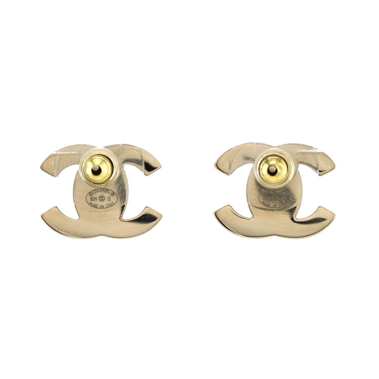 Chanel CC Turnlock Stud Earrings Metal Gold 2790761