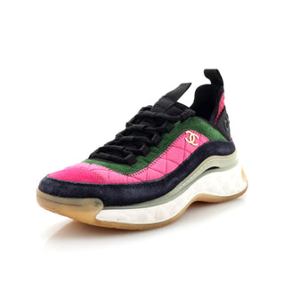 Chanel Women's CC Cap Toe Logo Sneakers Quilted Suede and Mixed Fibers