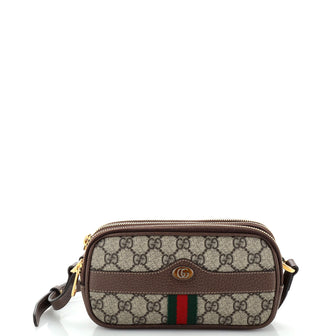 Gucci Ophidia Triple Zip Crossbody Bag GG Coated Canvas Mini