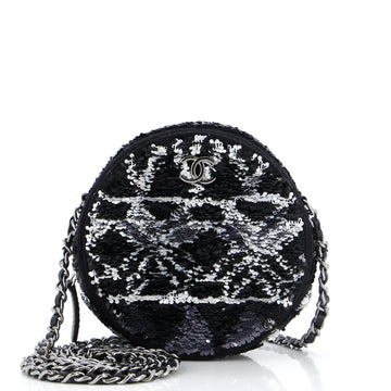 Chanel Round Clutch with Chain Sequins Mini