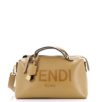 Fendi Logo By The Way Satchel Embossed Leather Small