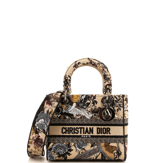 Christian Dior Lady D-Lite Bag Embroidered Canvas Medium