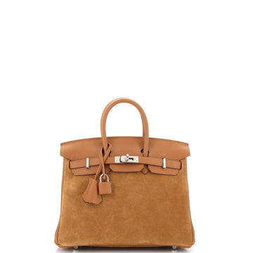 Hermes Birkin Handbag Brown Grizzly and Swift with Palladium Hardware 25