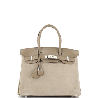 Hermes Birkin Handbag Grey Grizzly with Swift with Palladium Hardware 30