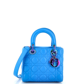 Christian Dior Lady Dior Bag Cannage Quilt Lambskin with Rainbow Hardware Small