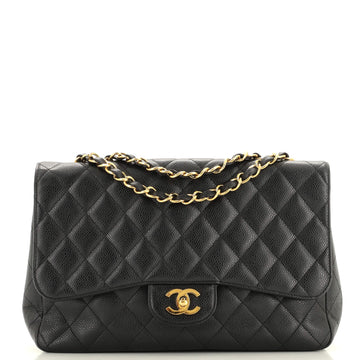 Chanel Classic Single Flap Bag Quilted Caviar Jumbo