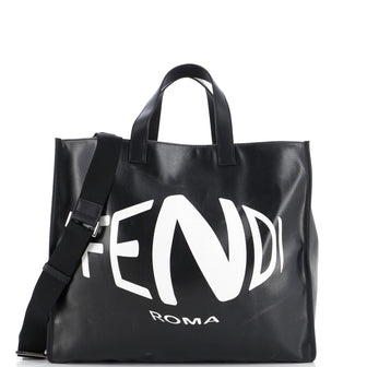 Fendi Logo Shopper Tote Vertigo Coated Canvas Large