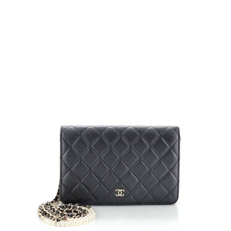 Chanel Pearl Strap Wallet on Chain Quilted Iridescent Lambskin