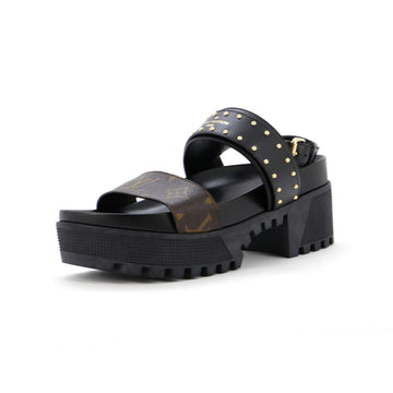 Louis Vuitton Women's Laureate Platform Sandals Monogram Canvas and Studded Leather