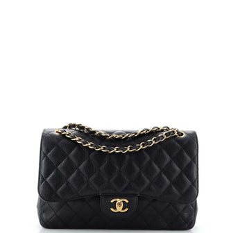 Chanel Classic Double Flap Bag Quilted Caviar Jumbo