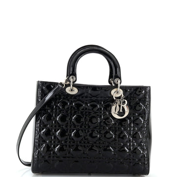 Christian Dior Lady Dior Bag Cannage Quilt Patent Large