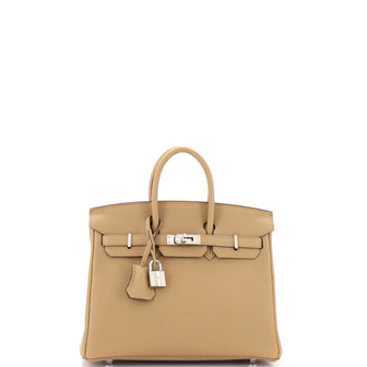 Hermes Birkin Handbag Brown Togo with Palladium Hardware 25